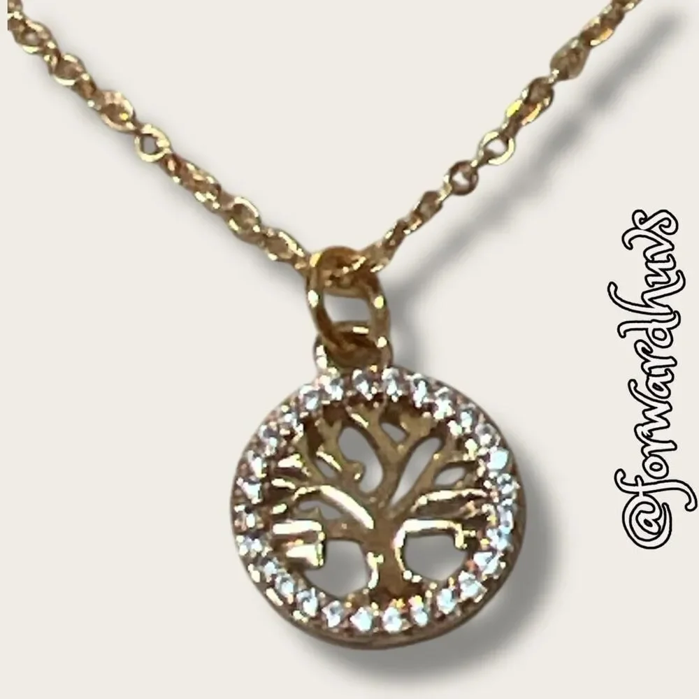 Bundle Sale 3 for $15 | Gold Tone Tree of Life Pendant Necklace with Clear Rhine
